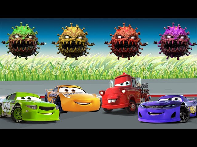 Matching the color of the cars Lightning Mcqueen, Rescue Squad Mater, Brick Yardley, Cruz Ramirez