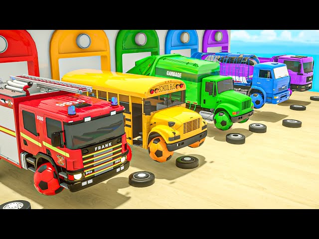 Wheels On the Bus Song Colorful Soccer Ball and School Bus - Baby Nursery Rhymes & Kids Songs