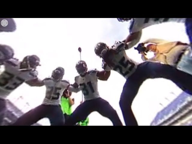 A 360 Degree Look at Seahawks Defensive Backs Huddle at Ravens