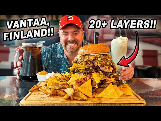 Mike’s Finnish Quadruple Burger Challenge in Vantaa Has Over 20 Layers of Deliciousness!!