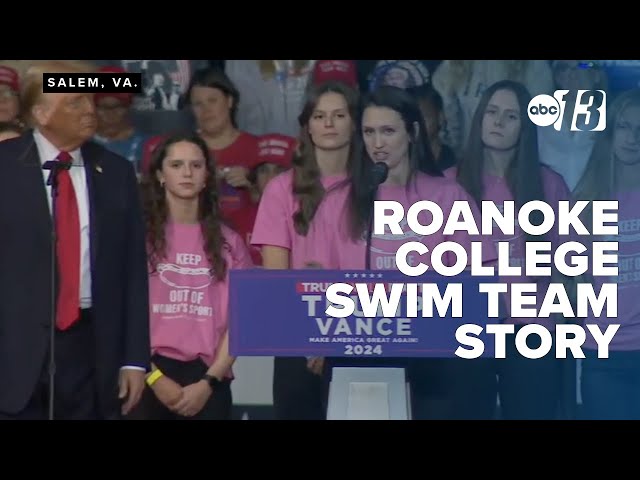 Trump invites Roanoke College Women's Swim Team on MAGA rally stage in Salem, Virginia