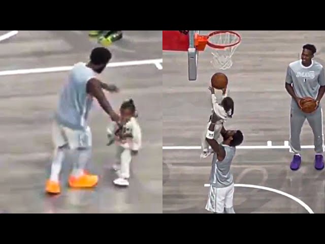 Kyrie Irving's Reaction When His Child Entered the Court and Wanted to Play with Him vs Spurs