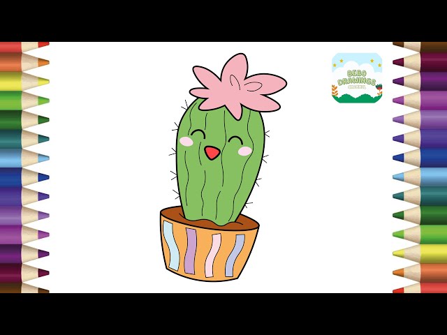 How to Draw A Cute Cactus Simple & Easy Step by Step for Kids | Cactus Drawing