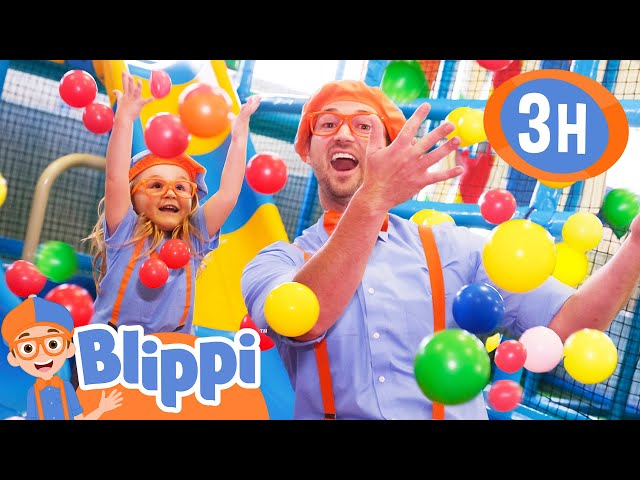 Blippi and Layla Jump in a Ball Pit! 3 Hours of Indoor Playground Stories for Kids