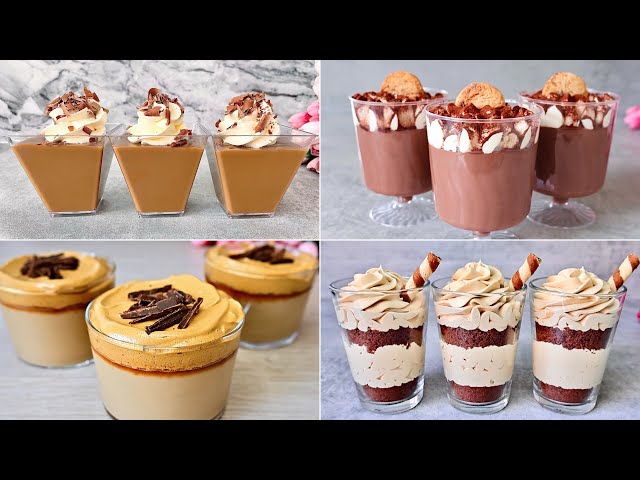 4 Easy Coffee NO BAKE Dessert Cup Recipes. No Eggs, No Gelatine, No Alcohol!