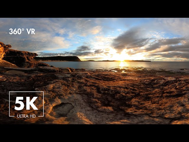 Virtual Nature 360° VR - 5K Ultra HD - Relaxing Sunrise with Ocean & Wildlife Sounds