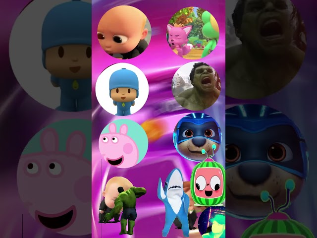 Baby Boss, Pinkfong, Pocoyo, Hulk, Peppa Pig, Paw Patrol Tiles Hop