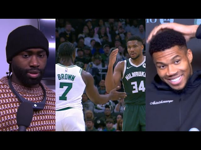 Giannis couldn't believe Jaylen Brown called him a child for fake handshake