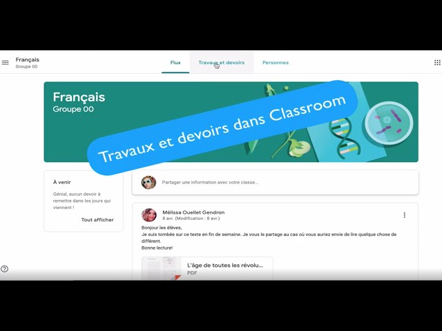 Élèves (3/4): Travaux et devoirs dans Classroom