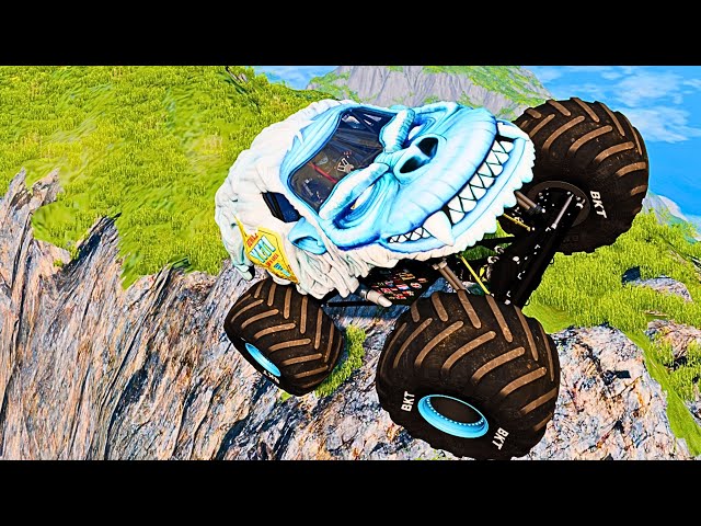 Extreme Cliff Jumping with YETI Monster Jam Trucks 💥