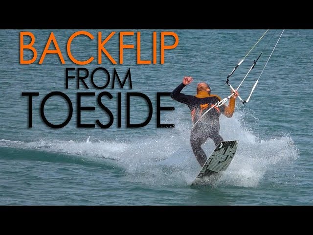 Kiteboard Backflip from Toeside (+ pops from toeside)