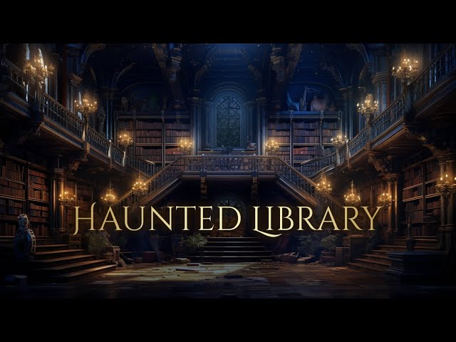 Haunted Library Ambience and Music 📖👻| slightly spooky Halloween atmosphere #halloweenambience