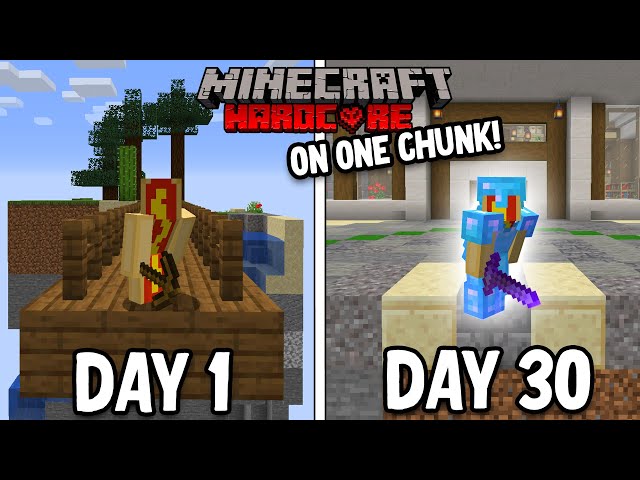 I Survived 1 Month On ONE CHUNK In Hardcore Minecraft...