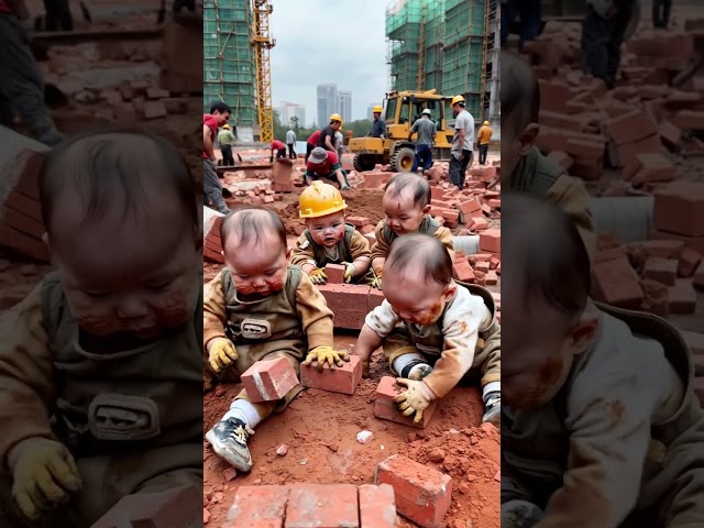 Babies love to play with mud. The most handsome boy at the construction site has been made cute by