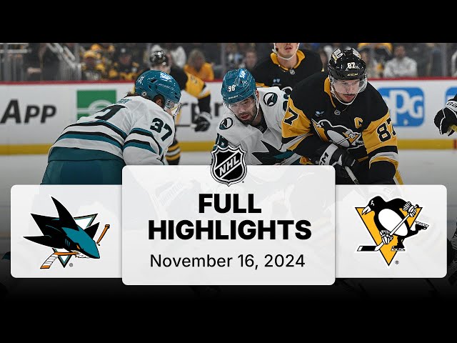 NHL Highlights | Sharks vs. Penguins | November 16, 2024