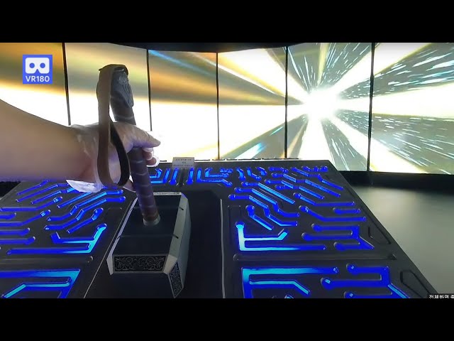 3D 180VR 4K Avengers Thor's Hammer!! Can you Lifting it ^^ Thor Room in Marvel Avengers Station