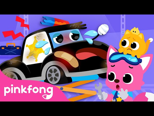 Where are you hurting? | Police Car Wheel is Broken! | Pinkfong Car Hospital | Pinkfong Car Story