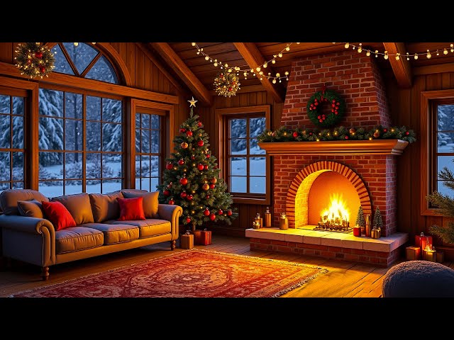 Peaceful Winter Porch Ambience | Warm Crackling Fireplace for Calm & Relaxation ❄️