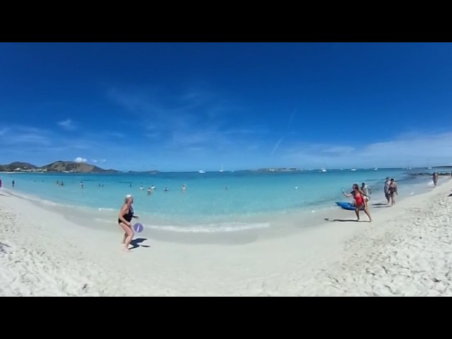 Judi and Beatriz playing paddle-ball in Saint Martin