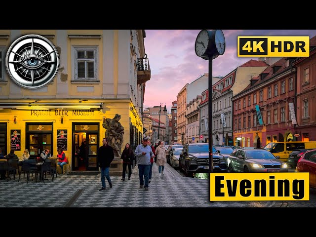 Prague Evening Walking Tour of Citi Centre 🇨🇿 Czech Republic 4K HDR ASMR