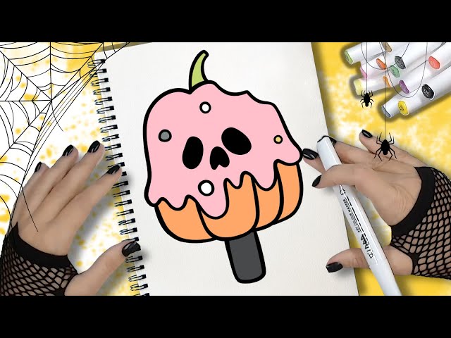 Comment dessiner et colorier un BONBON À LA CITROUILLE D'HALLOWEEN - DESSIN D'HALLOWEEN MIGNON