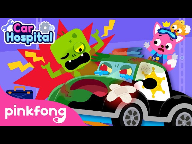 HELP! The Zombie Police Car is Broken | Car Town | Car Hospital | Veo Veo | Pinkfong Car Story