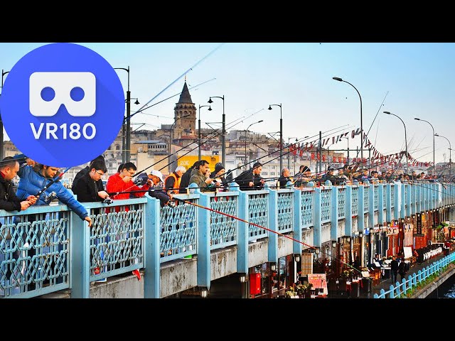 VR180 - Fishermen are Hunting Horse Mackerel at Galata Bridge