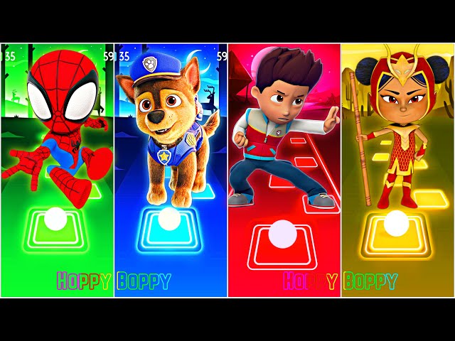 PAW Patrol & PJ Masks - Ryder 🆚 Chase 🆚 An Yu 🆚 Spidey 🎶 Tiles Hop EDM Rush