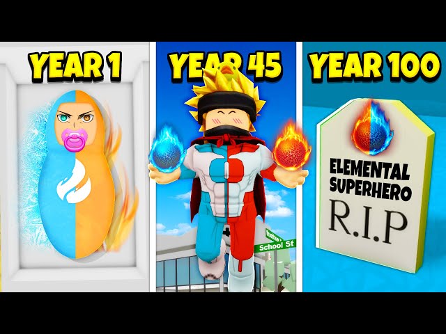 100 YEARS As ELEMENTAL SUPERHERO in Roblox Brookhaven RP!!