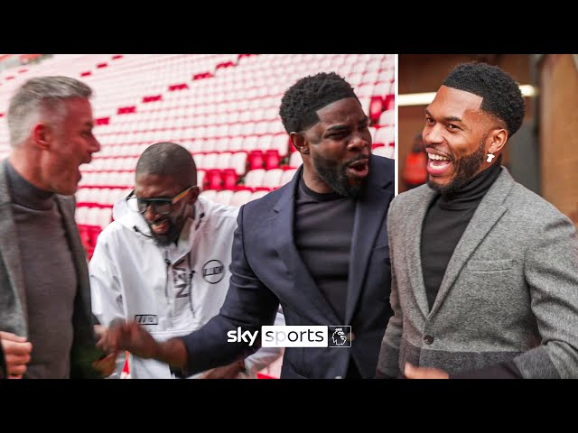 Jamie Carragher models Daniel Sturridge's blazer! 🤣| Pundits pitchside at Anfield!