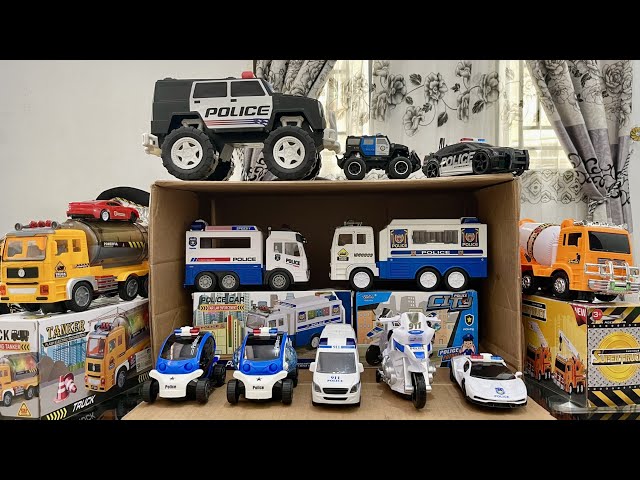 Mobil Mobilan Polisi, Police Car and Police Truck, Kotak Penuh Truk Polisi