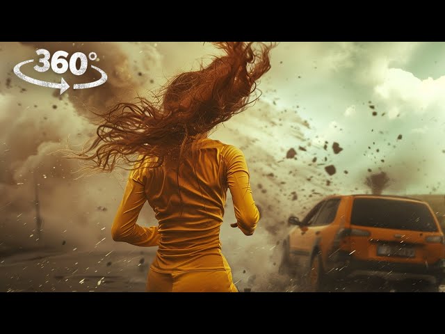 360° Escape Tornado in Car, Meteor Shower and Flash Flood in Subway VR 360 Video 4K Ultra HD