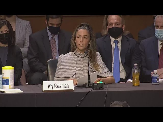 U.S. gymnast Aly Raisman gives statement at hearing on FBI's handling of Larry Nassar case