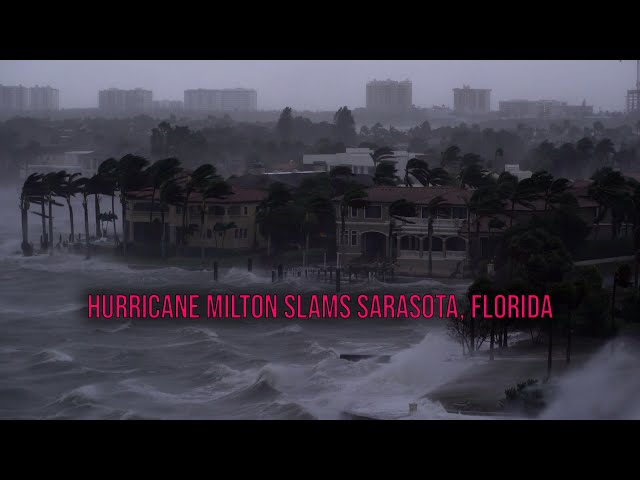 Hurricane Milton Extreme Surge Wind Slams Sarasota, FL