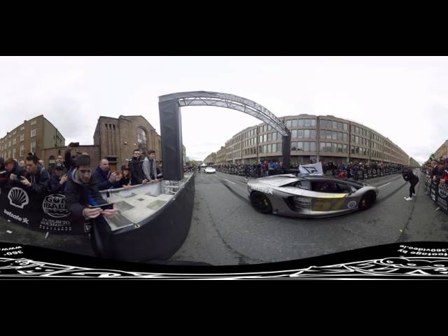 Gumball 3000 Dublin starting line. 360° Video.