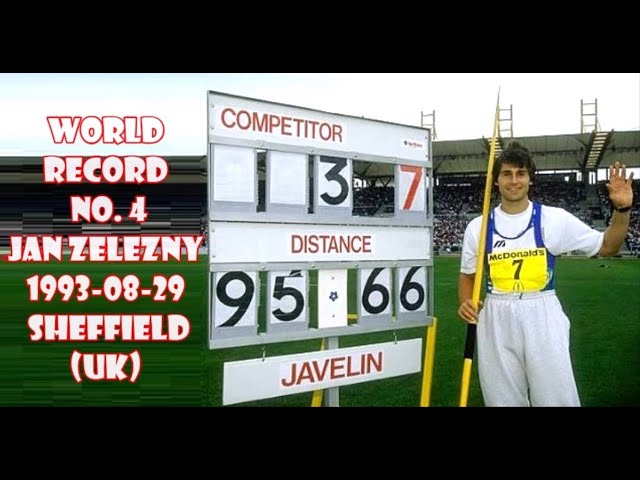 World record No. 4  JAVELIN Jan Železný 95.66 meters  (29 august 1993) Sheffield (United kingdom).