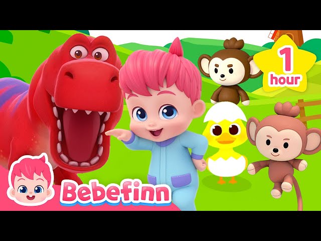 Best T-rex and Animal Friends Song for Kids | Bebefinn Fun Nursery Rhymes Compilation