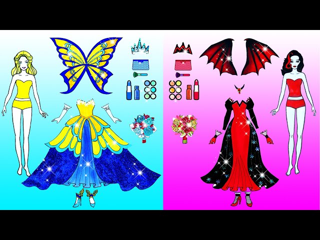 Vestir Muñecas De Papel | Fairy Vs Vampire Wedding Dress Up | Woa Doll En Spanish