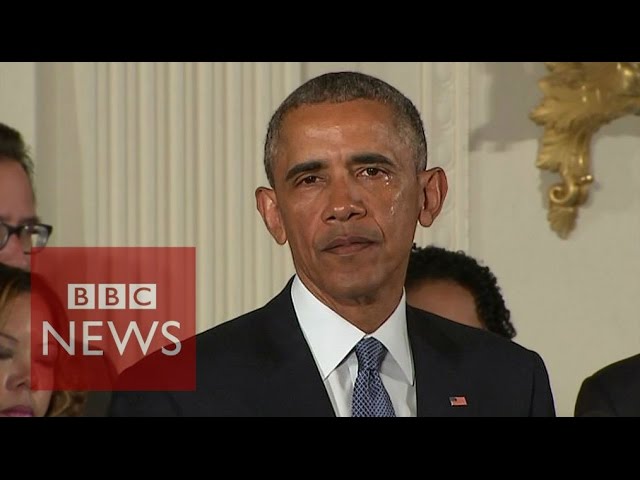 President Obama tears up during gun control speech - BBC News