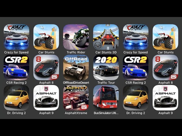 Satisfying Relax Video vs Crazy For Speed, Car Stunts, Traffic Rider, Car, CSR Racing 2, Asphalt