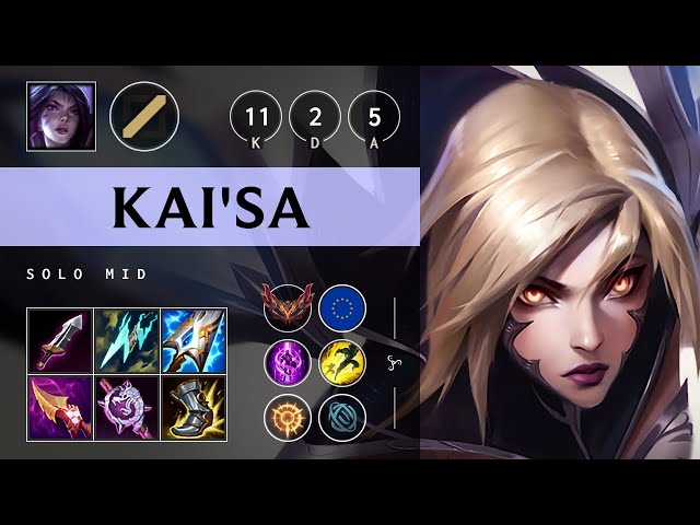 Kai'Sa Mid vs Yasuo: Triple Kill, Godlike - EUW Grandmaster Patch 14.22