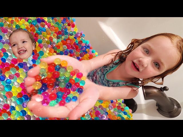 Adley & Niko grow ORBEEZ!!  the ultimate ball pit inside our bathroom! family games & lunch routine