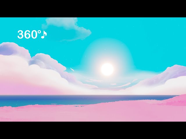 VR360 MUSIC Relaxing | Lake pink 1 hour ♪