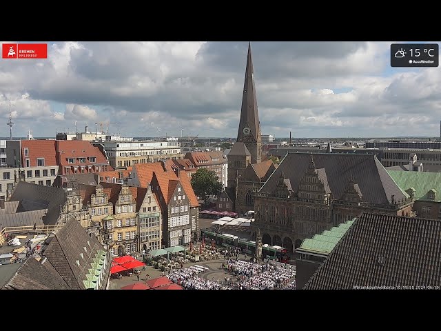 Bremen Webcam -  Blick auf den Marktplatz, Rathaus, Roland und die Liebfrauenkirche