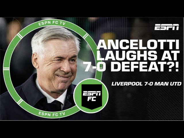 Laughing at Manchester United’s 7-0 loss?! Ancelotti & Pellegrini shared a chuckle! | ESPN FC