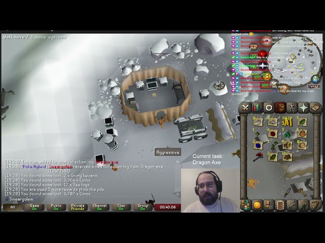 Pulling the Dragon Axe in the Online Computer Video Game Old School Runescape