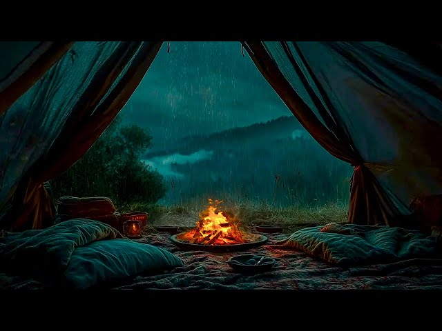 The Best Way To Healing Insomnia: Listen To Rain On Tent, Distant Thunder Sound, Crackling Fire