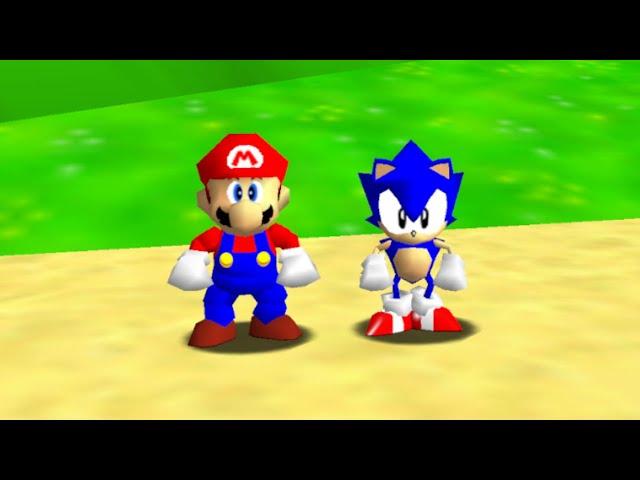 Sonic and Mario in Mario 64 (2 Players) - Full Game 100% Walkthrough