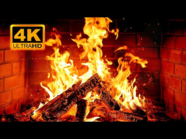 🔥 Cozy Fireplace 4K (12 HOURS). Fireplace with Crackling Fire Sounds. Fireplace Ambience