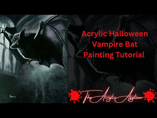 Acrylic Halloween Vampire Bat Painting Tutorial